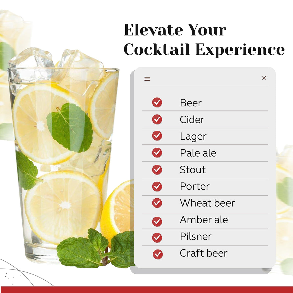 Bulk Classic Premium Beer Pint Glasses 16 Ounce – Set Of 12 Highball Cocktail Mixing Glass – Perfect for Cold Beverages, Soda, Water - Used in Bar, Restaurant
