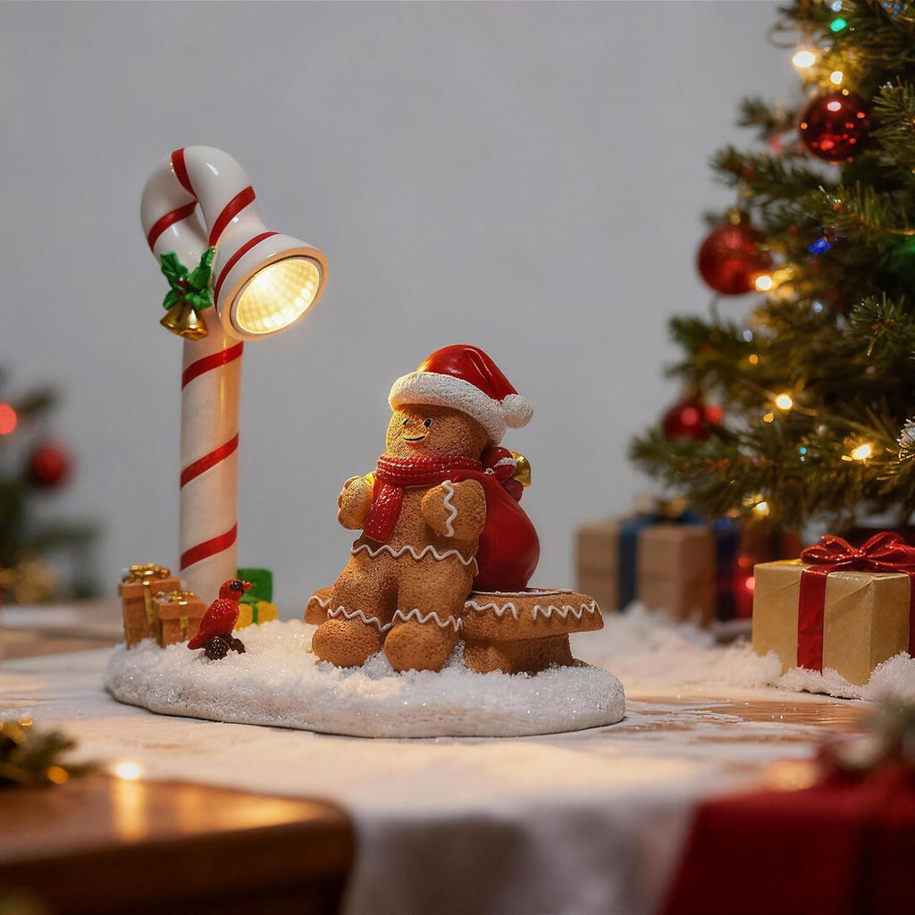 Skiennix Christmas Gingerbread Man Figurines - Cute Indoor Home Decor for Table Top Centerpiece