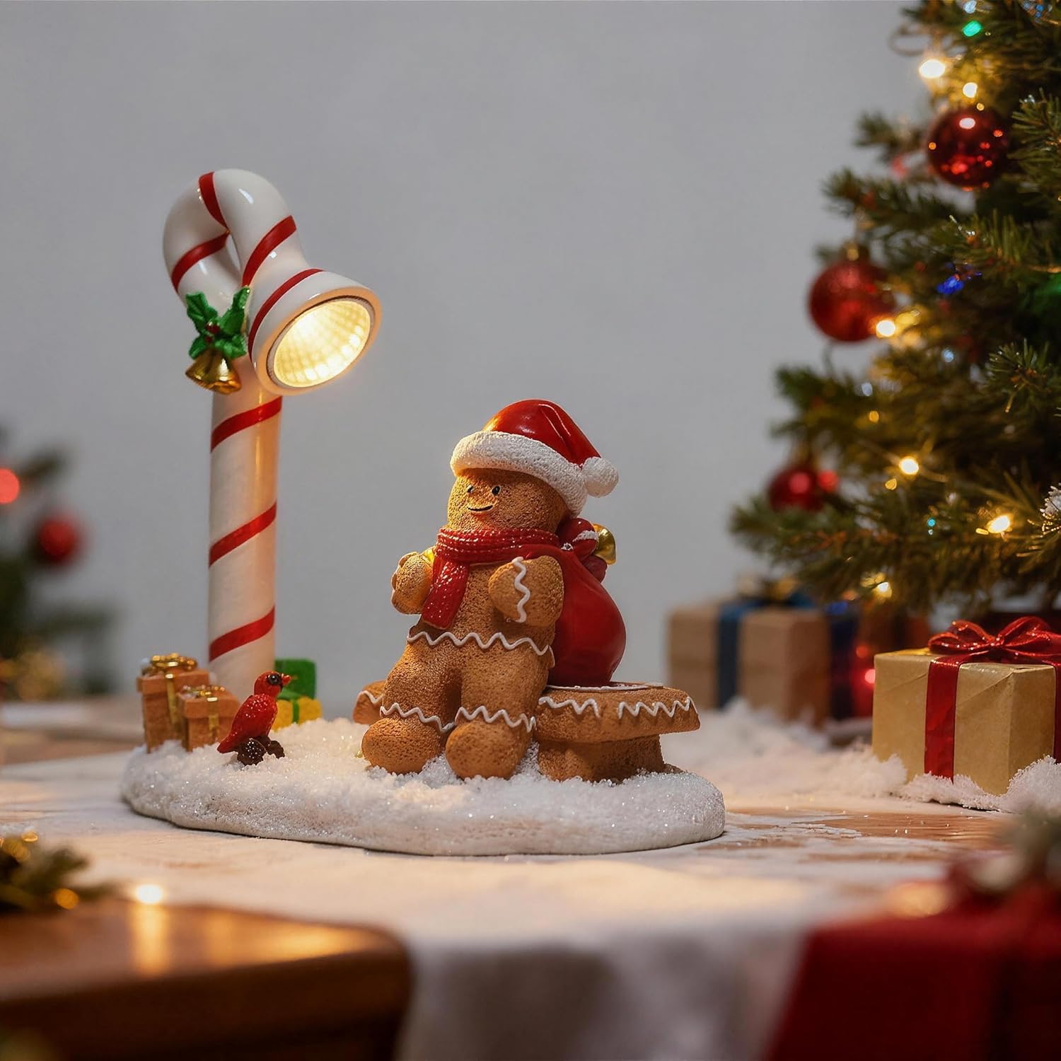 Skiennix Christmas Gingerbread Man Figurines - Cute Indoor Home Decor for Table Top Centerpiece