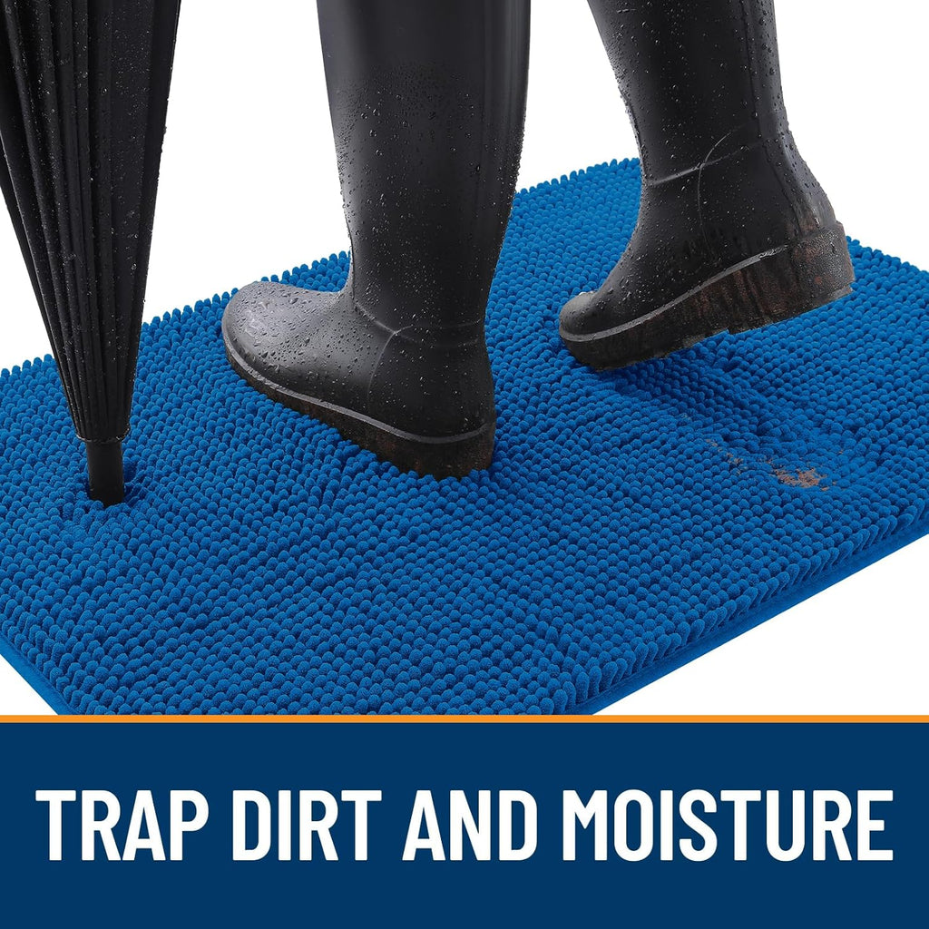 OLANLY Dog Door Mat - Absorbent Non-Slip Washable Doormat for Muddy Paws | 44x24 Deep Navy Blue