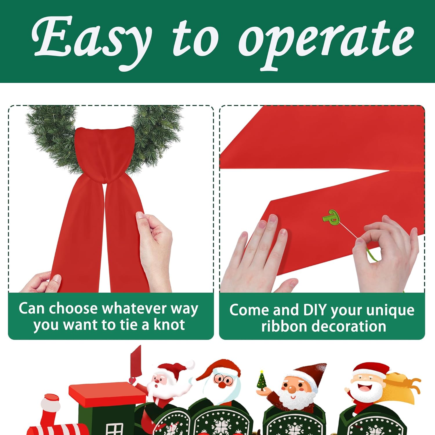RunNico Front Door Wreath Blank Sash - 2 Pack Red Sash for Christmas & Halloween DIY Decor