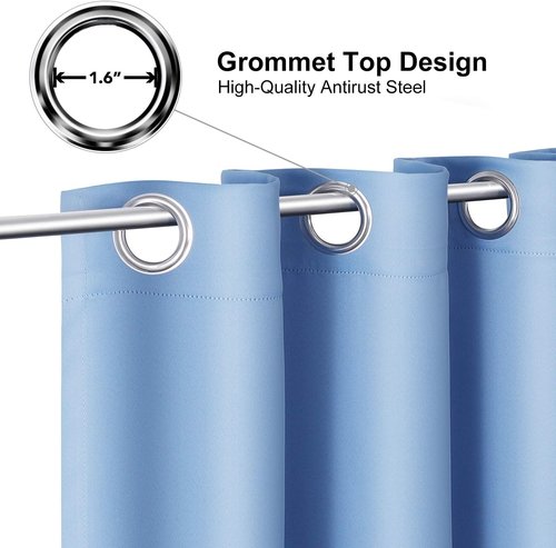 ChrisDowa Grommet Blackout Curtains - Thermal Insulated Room Darkening Panels, Sky Blue, 52W x 63L