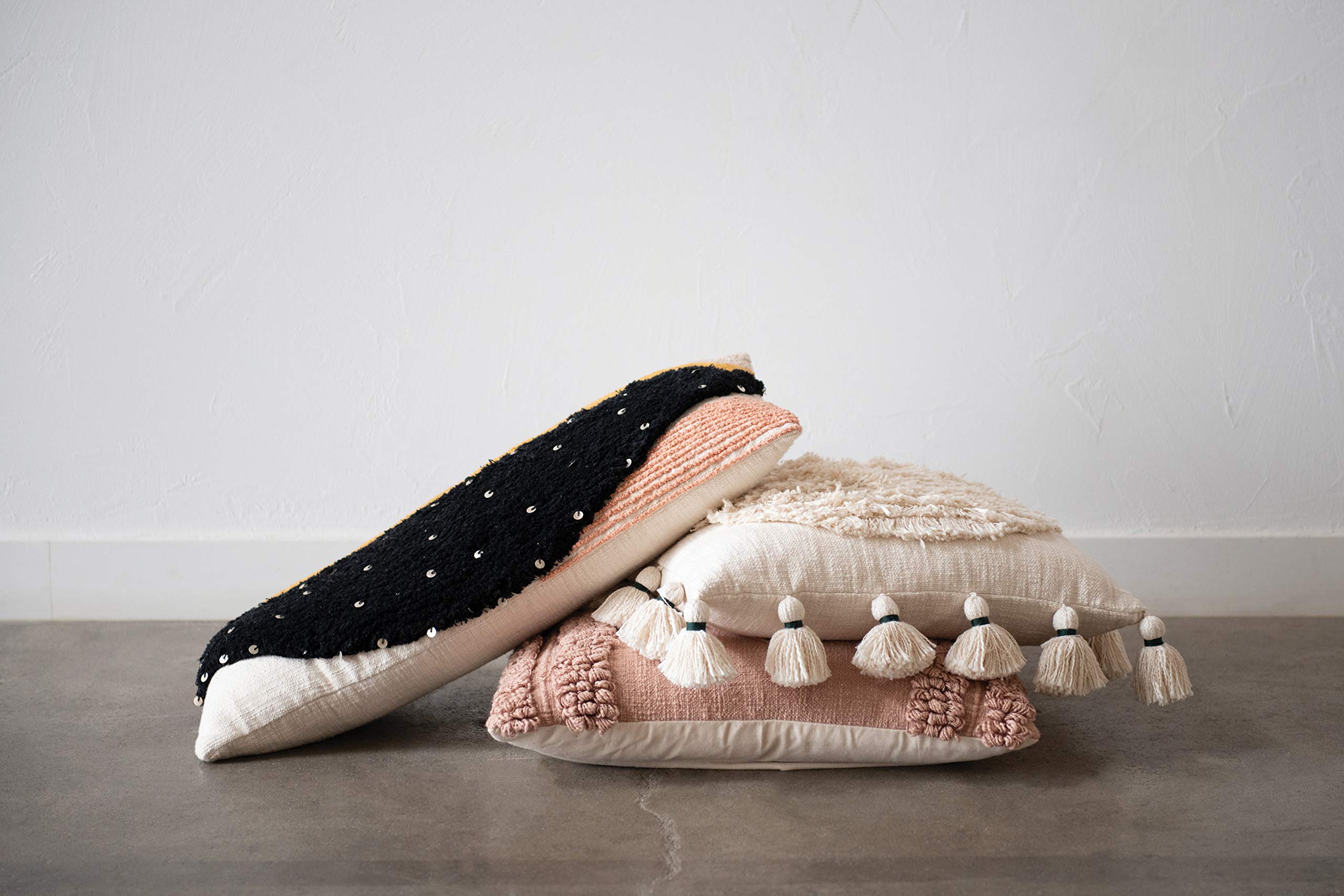 Creative Co-Op Rectangle Multi-Textured Cotton Geometric Shapes Lumbar Pillow, Multicolor