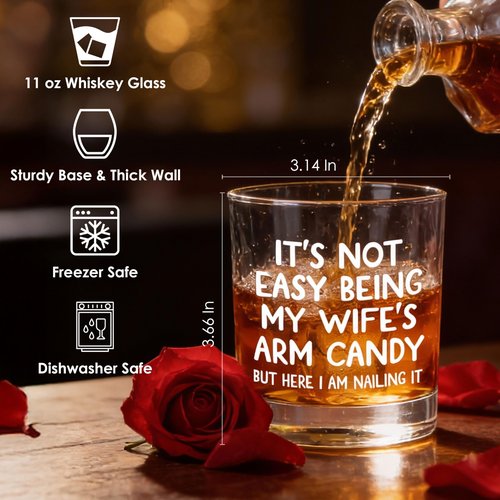 AXIARA Husband Valentines Day Gifts - 11 oz Engraved Crystal Whiskey Glasses - Anniversary Wedding Gift for Him, Birthday Gifts for Husband from Wife, I Love You Gift for Him Men