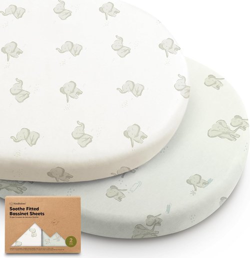 Elly 2-Pack Organic Bassinet Sheets | 100% Cotton Fitted Sheets for Halo, Graco & Chicco