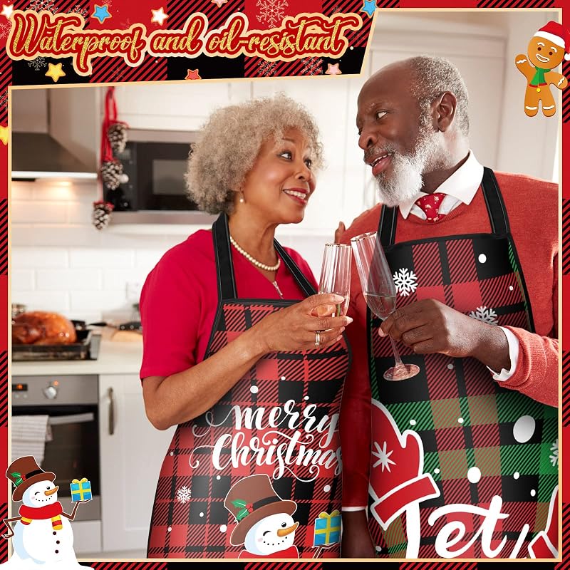 Jeyiour 6-Piece Christmas Apron Set for Women - Cute Style Variation