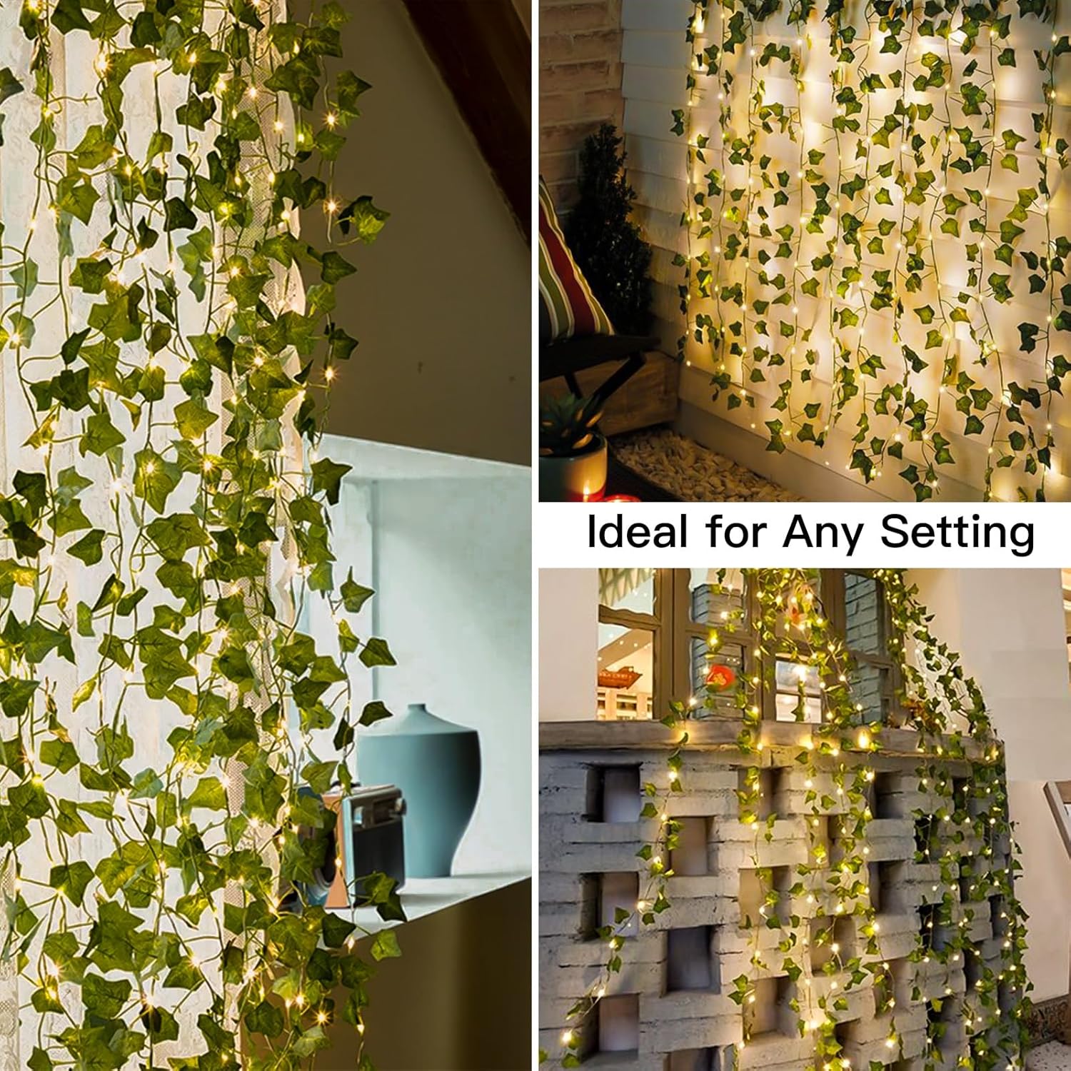 Suddus Fairy Lights Vines - 200 LED Ivy Curtain Lights for Bedroom & Party Decor | 6.5ft x 6.5ft