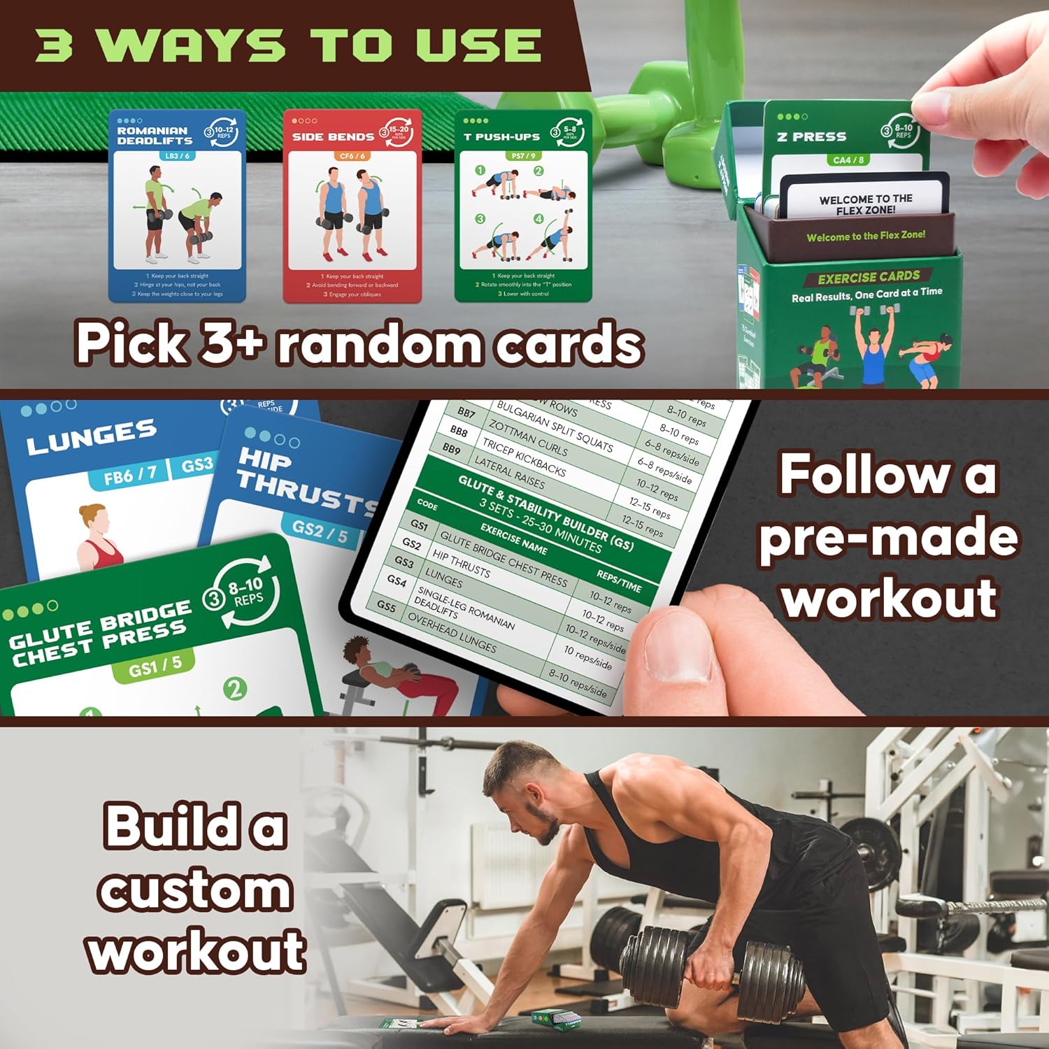 75 Dumbbell Workout Cards - Full Body Weight Training Exercise Deck for At-Home Fitness | 12 Pre-Made Strength Workouts