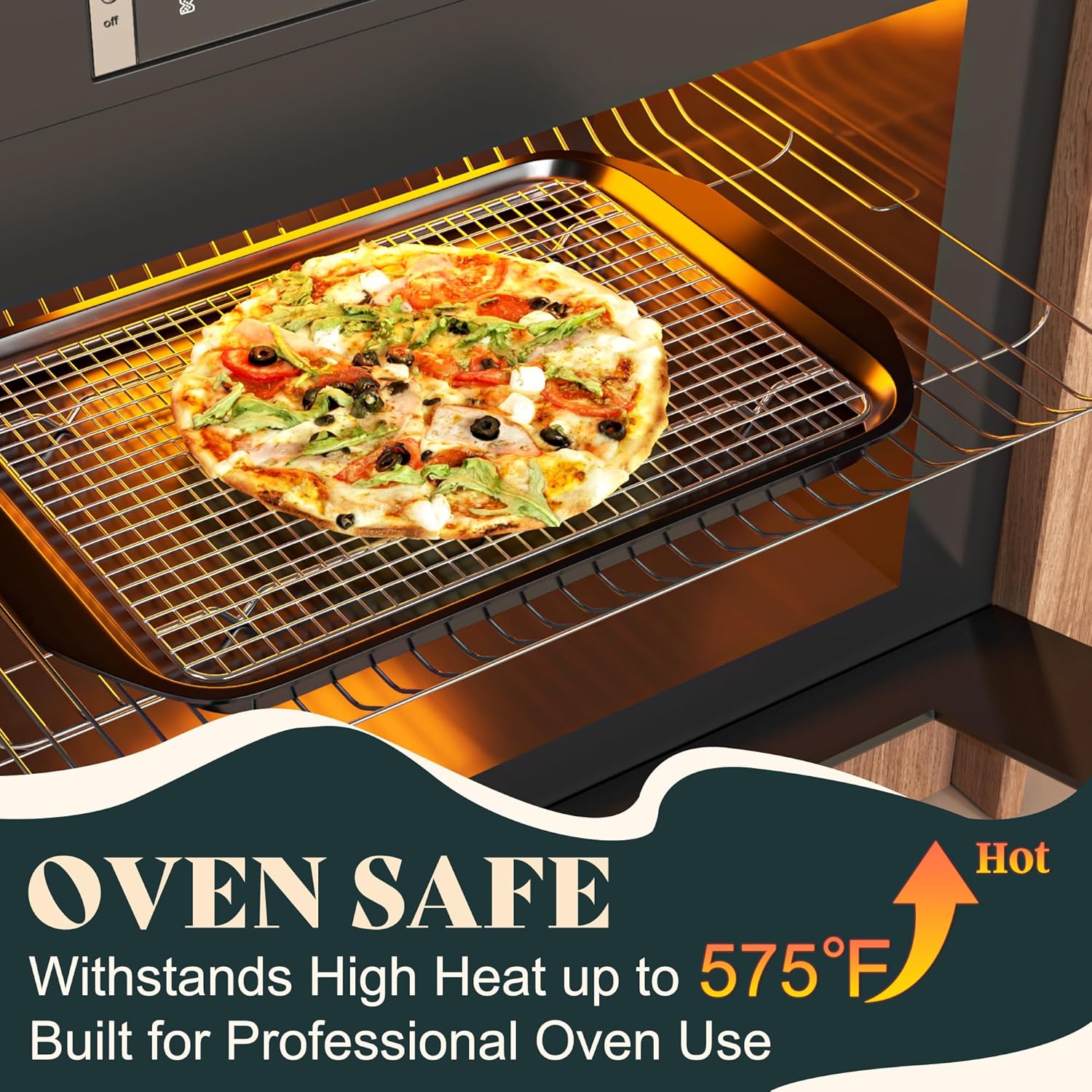 Premium Stainless Steel Cooling Racks by [Brand Name] - Heavy Duty Oven Safe | 10"x14.75" Set of 2 for Baking & Roasting