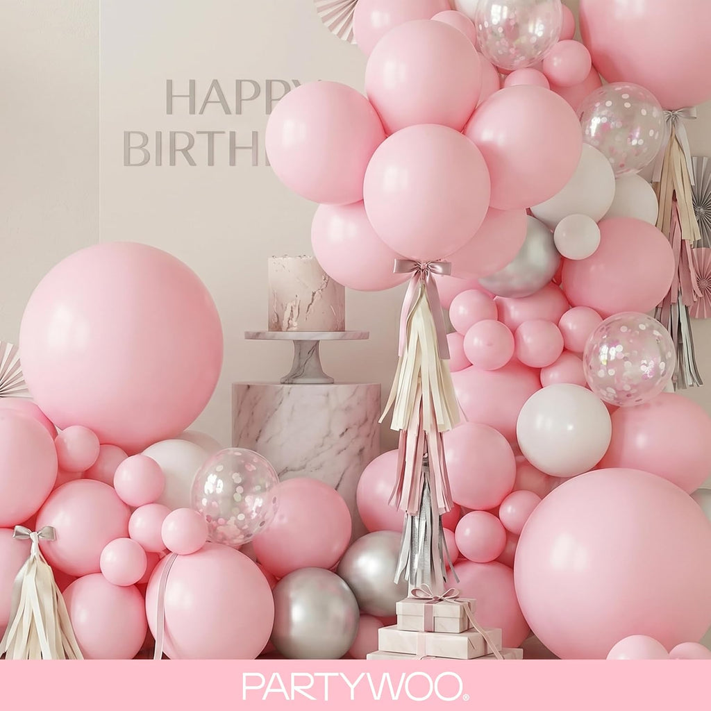 PartyWoo Baby Pink Balloons - 127-Piece Arch Kit with Various Sizes for Baby Shower & Birthday Decor