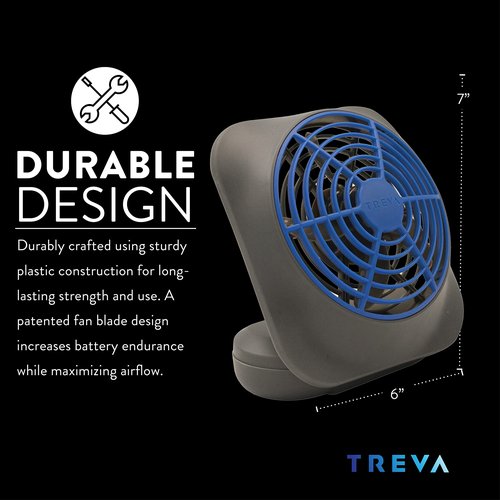 O2COOL Treva 5 Inch Battery Powered Fan Portable Desk Fan 2 Cooling Speeds with Compact Folding & Tilt Design Cubicle Accessories Small Portable (Dark Blue)