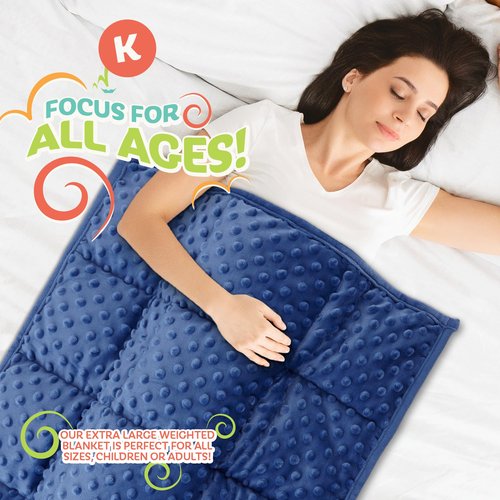 XL Weighted Blanket for Kids 5lb (Blue) 36x48 Inch, Plush Minky Kids Blanket with Travel Bag, Blanket for Ages 4 to 10