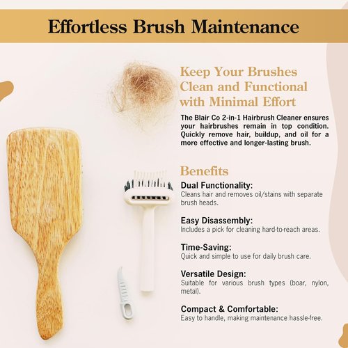 BlairCo Hair Brush & Comb Cleaner Tool - 2-in-1 Design for Easy Hair & Lint Removal | Ideal for Salon & Home Use