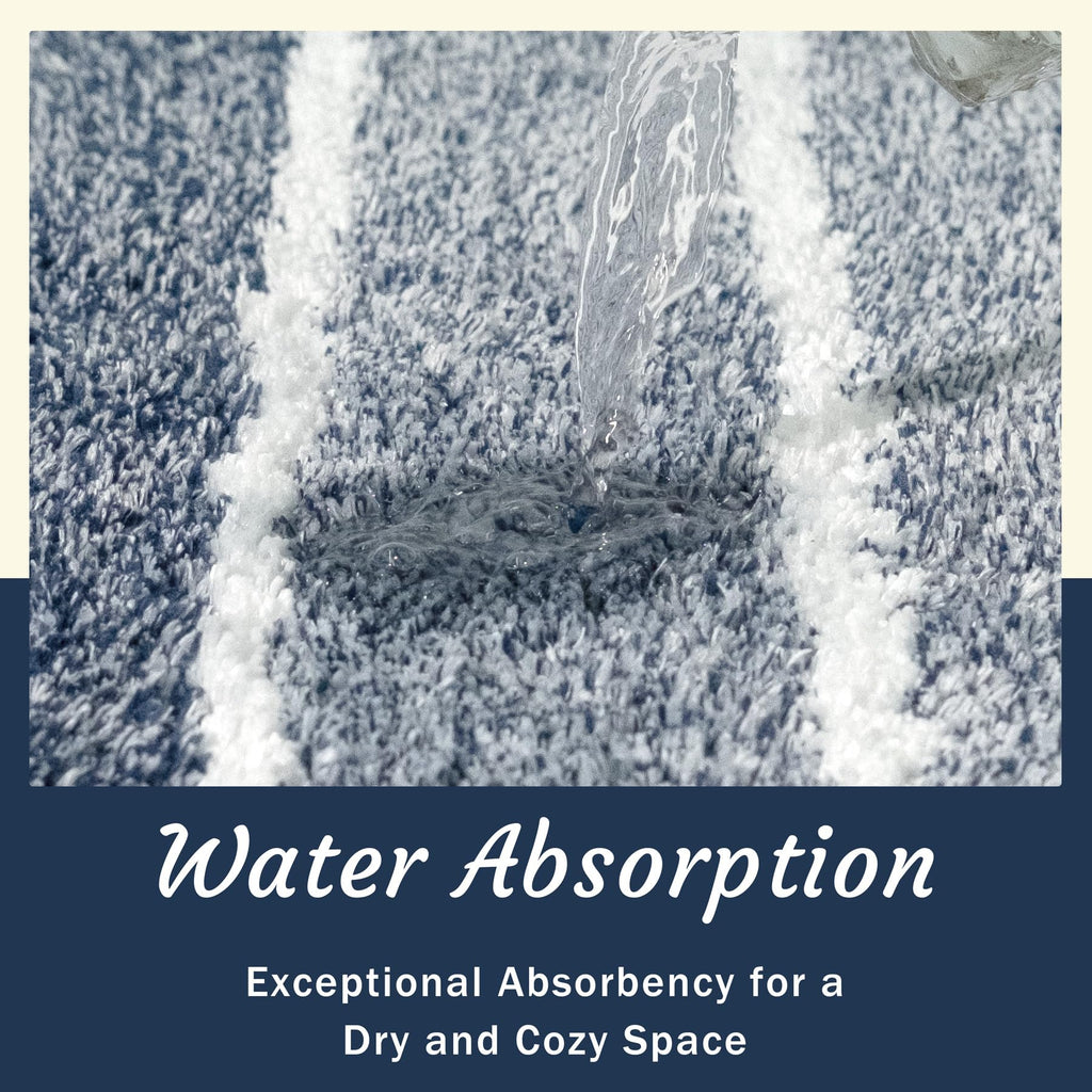TANVILL Blue Bathroom Rug, Non-Slip Washable Absorbent Bath Mat