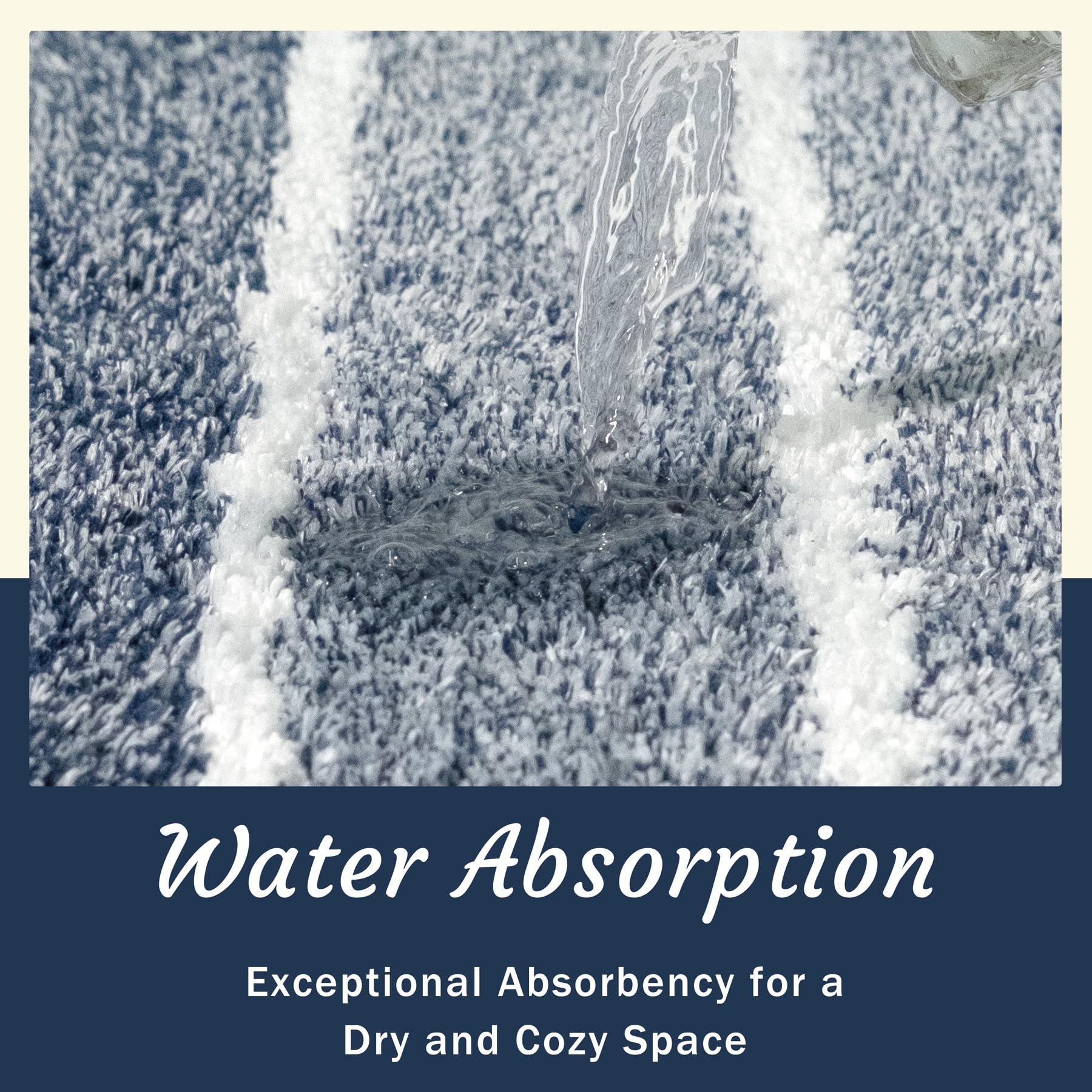 TANVILL Blue Bathroom Rug, Non-Slip Washable Absorbent Bath Mat