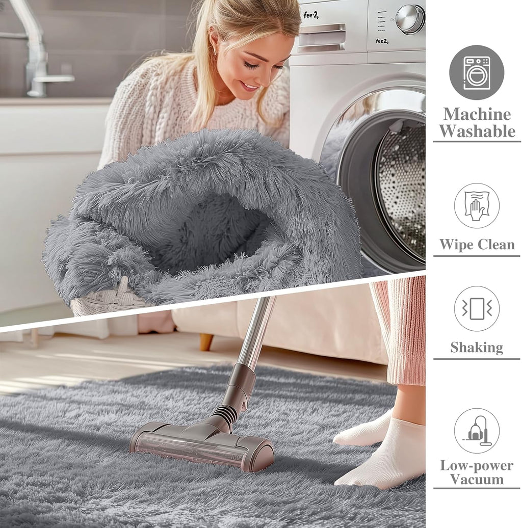 OLANLY Large Area Rug - Soft Fluffy Shaggy Carpet for Living Room & Bedroom | 7x10 ft, Light Grey