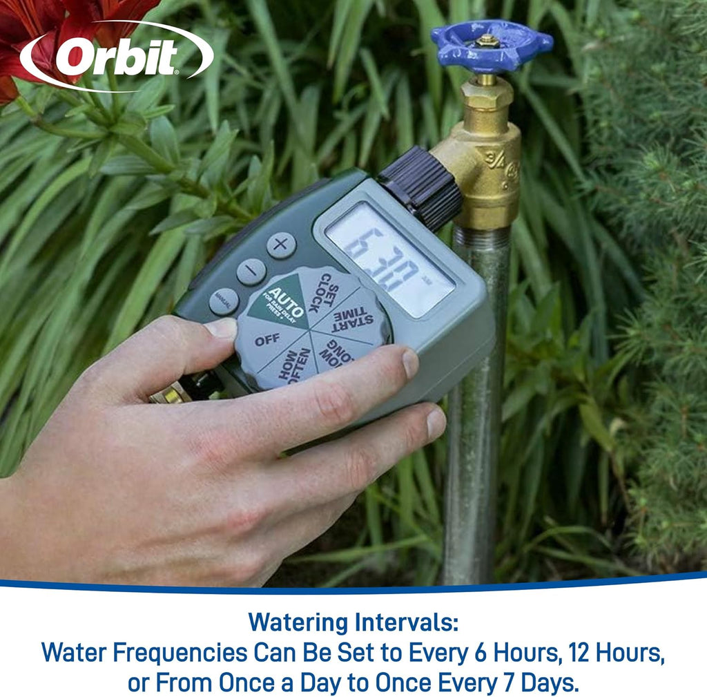Orbit Programmable Digital Hose Watering Timer - Battery Powered with LCD Screen & Rain Delay | 1 Outlet