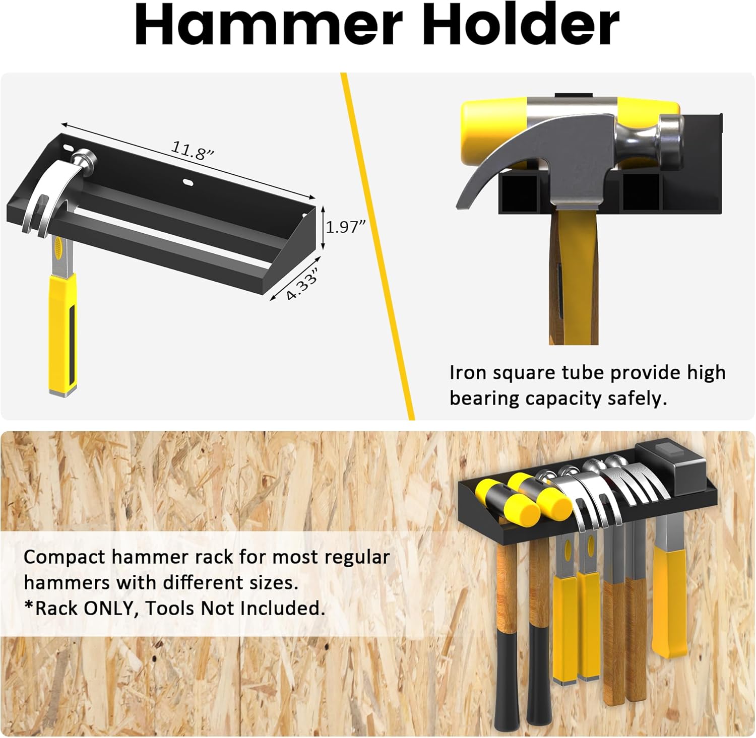 UNITEDPOWER Wall Mount Hand Tool Storage Set - Screwdriver Organizer & Pliers Holder | 4 Pack Metal Hardware Tray for Garage