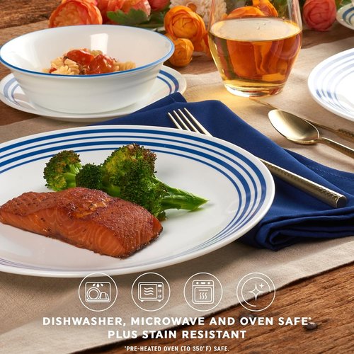 Corelle Vitrelle 18-Piece Dinnerware Set - Service for 6 | Triple-Layer Chip & Crack Resistant, Laila Design