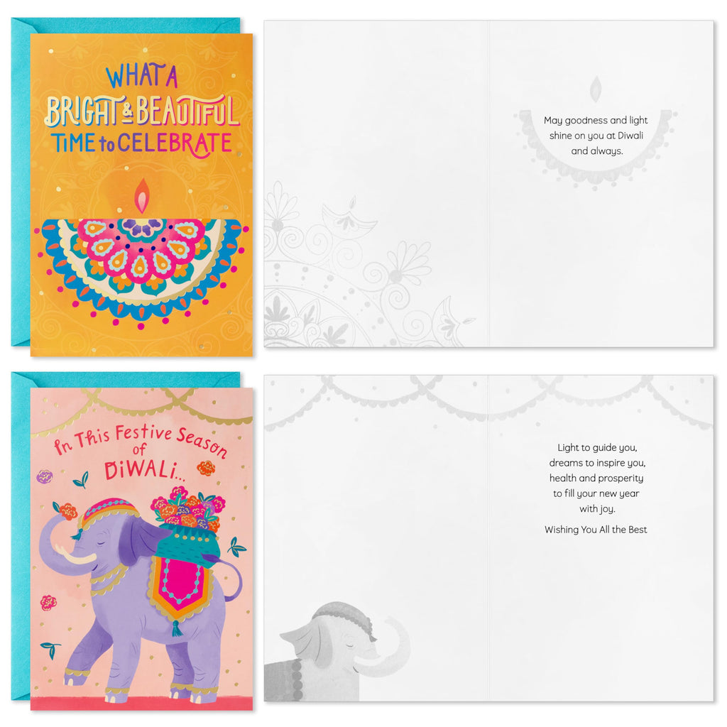Hallmark Golden Thread Diwali Card Assortment (16 Cards with Envelopes)