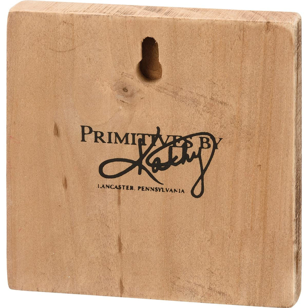 Primitives by Kathy Lavender and Bees Sign for Home Décor, Natural Wood Block Sign, Rustic Style with Distressed Details, Hand Painted Art, 4 by 4 Inches, Designed for Wall or Tabletop Display