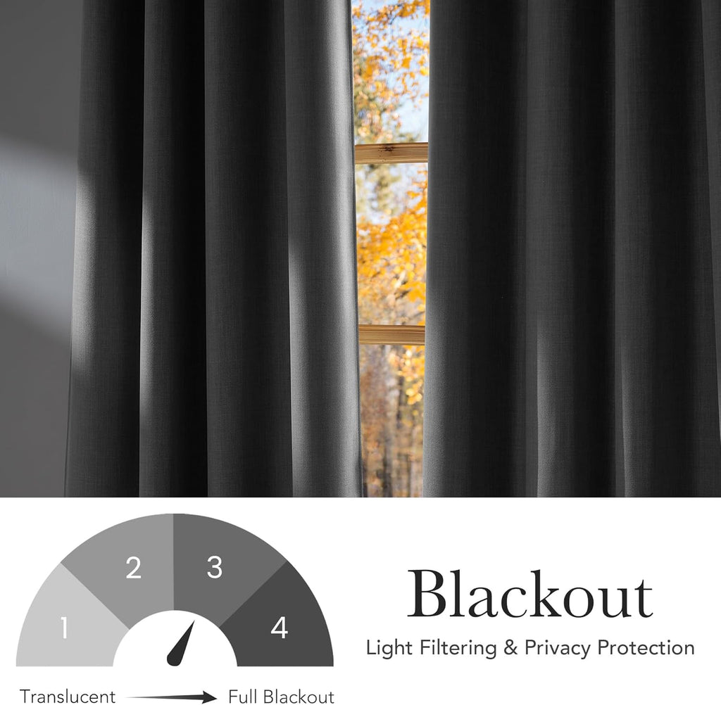 NICETOWN Light Grey Blackout Curtains - 63-Inch Faux Linen Privacy Panels for Living Room & Bedroom | 2 Panels, Grommet Top