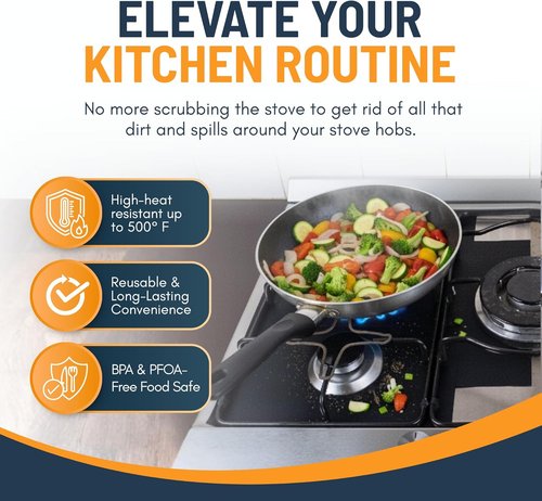 Linda’s Essentials Gas Stove Burner Covers - Extra Thick Non-Stick, Heat Resistant | 10 Pack for Easy Clean-Up