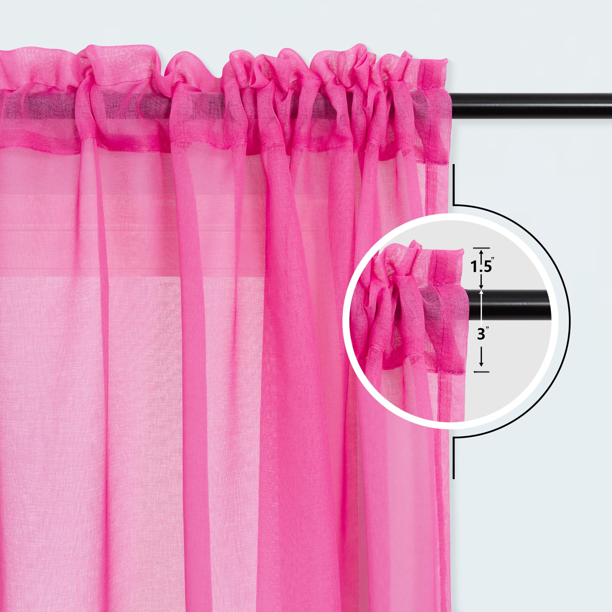 Sheer Curtains for Little Girls Bedroom, Kawaii Cute Preppy Teen Toddler Ombre Rainbow Curtains for Nursery Kids Room Decor Aesthetic, Wide 52 x 84 Inches Long 2 Panels Set, Pink and Purple Lilac