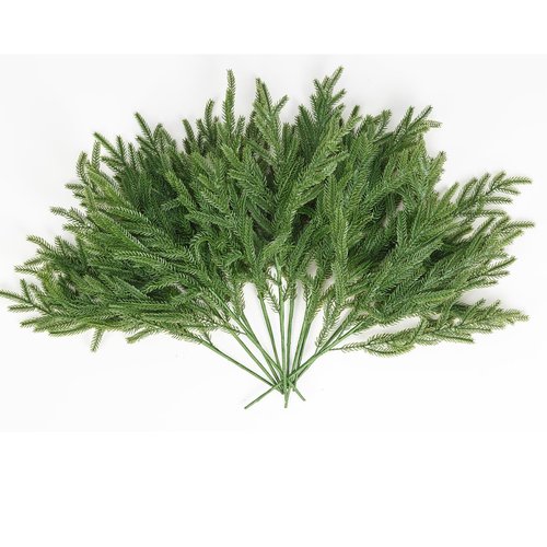 JEVEHWV ﻿12 Pcs 18 Inch Artificial Norfolk Pine Christmas Pine Branches，Real Touch Christmas Greenery Pines Branches for DIY Flower Arrangement Crafts Garland Wreath Xmas Indoor Outdoor Home Decor
