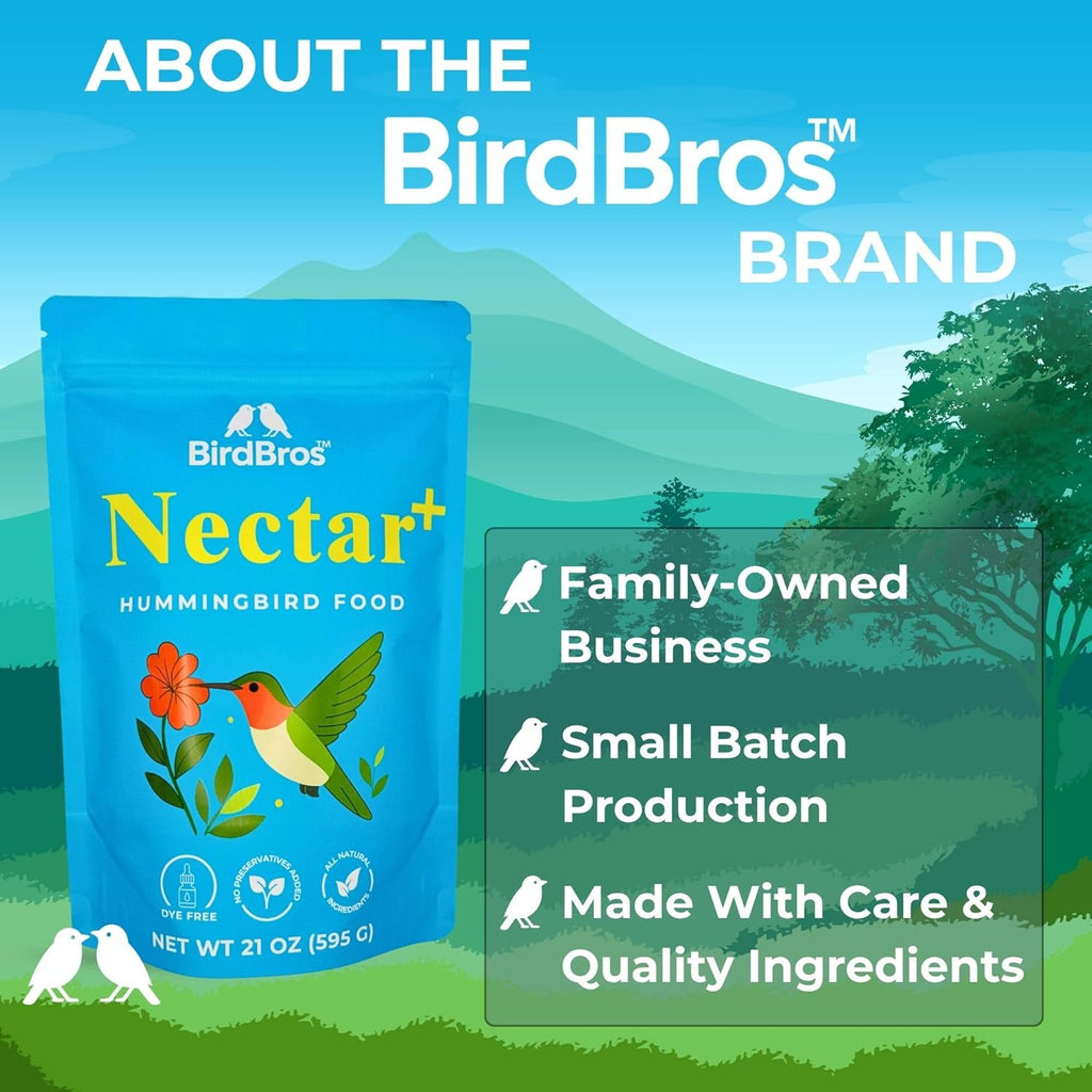 BIRDBROS Hummingbird Nectar Powder - All-Natural, Dye-Free, Easy Mix Feeder Refill | Makes 96 oz