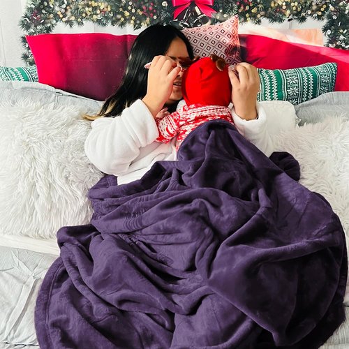 Bedsure GentleSoft Fleece Blanket - Soft, Lightweight, Plush Queen Size in Purple | 90x90 Inches