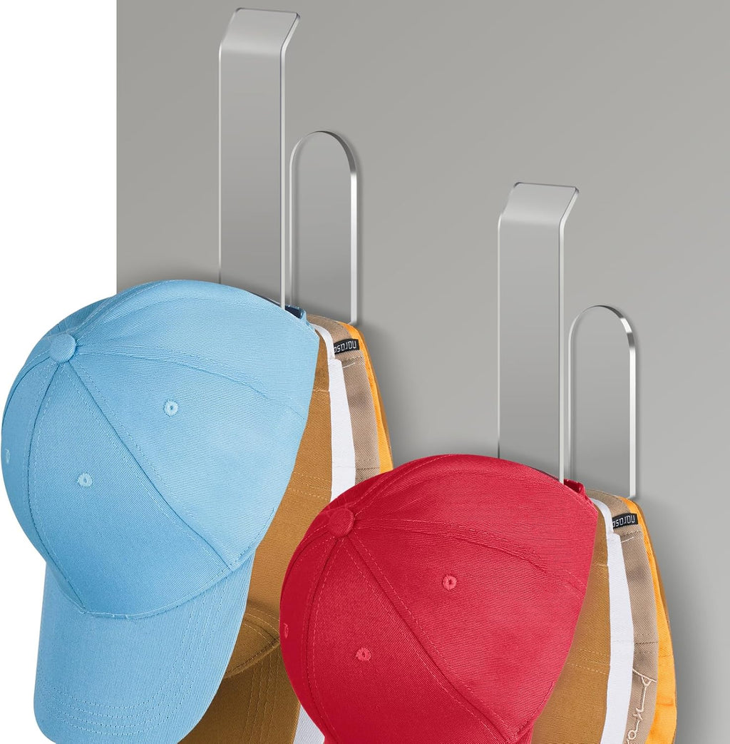 NiHome Clear Acrylic Hat Racks - Removable No-Drill Storage Organizer for Baseball Caps | 2-Pack
