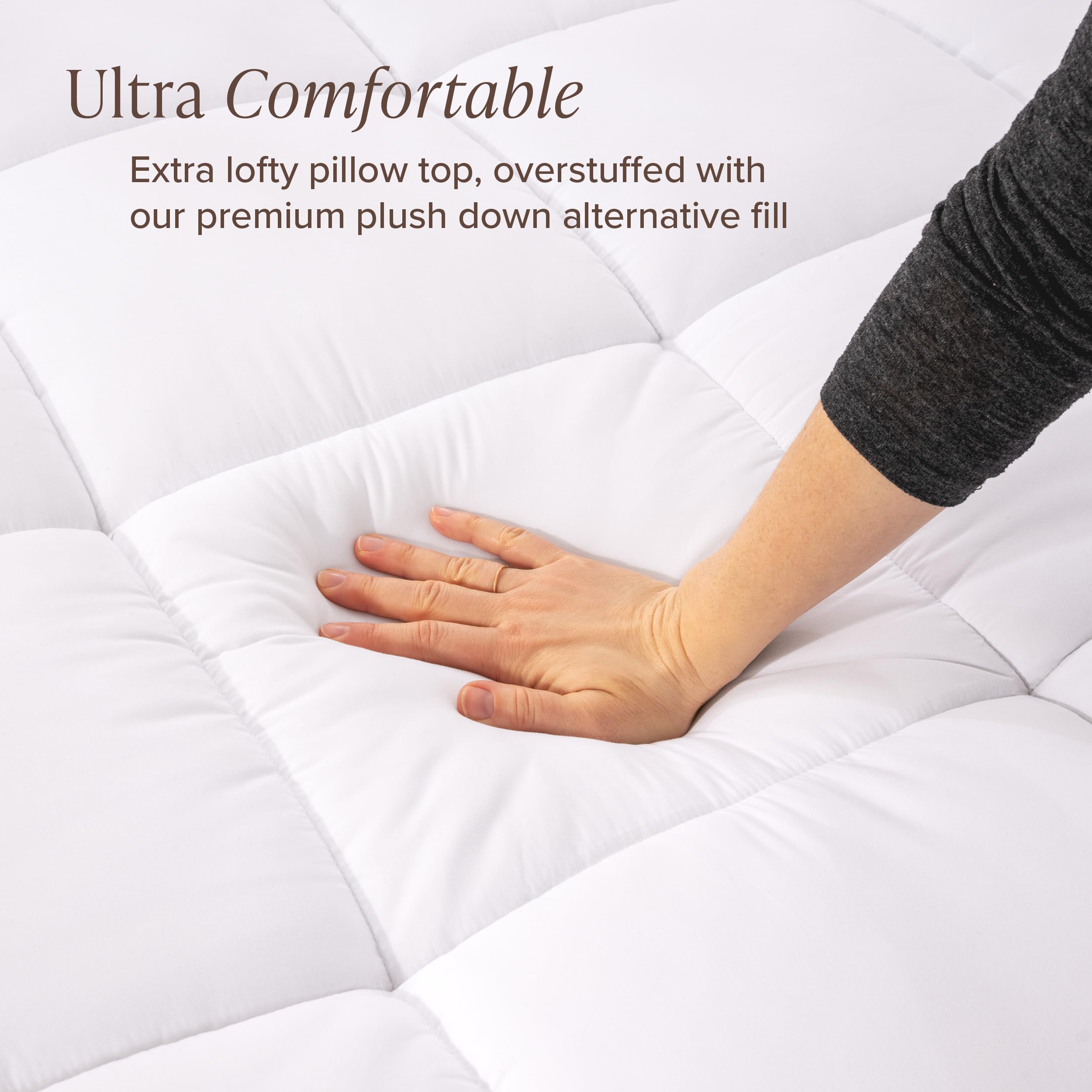 Bare Home Split Head Flex King Microplush Mattress Topper - Pillow Top Reversible - Dual Sided All-Season - 8" to 24" Deep Pocket - Soft Fitted Cover - Plush Mattress Pad (Split Head Flex King)