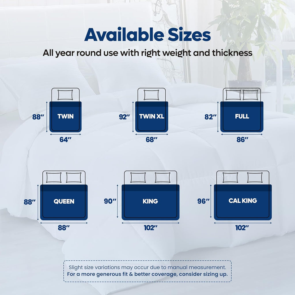 Utopia Bedding Queen Size Comforter - All Season Down Alternative Duvet Insert, Machine Washable (White)