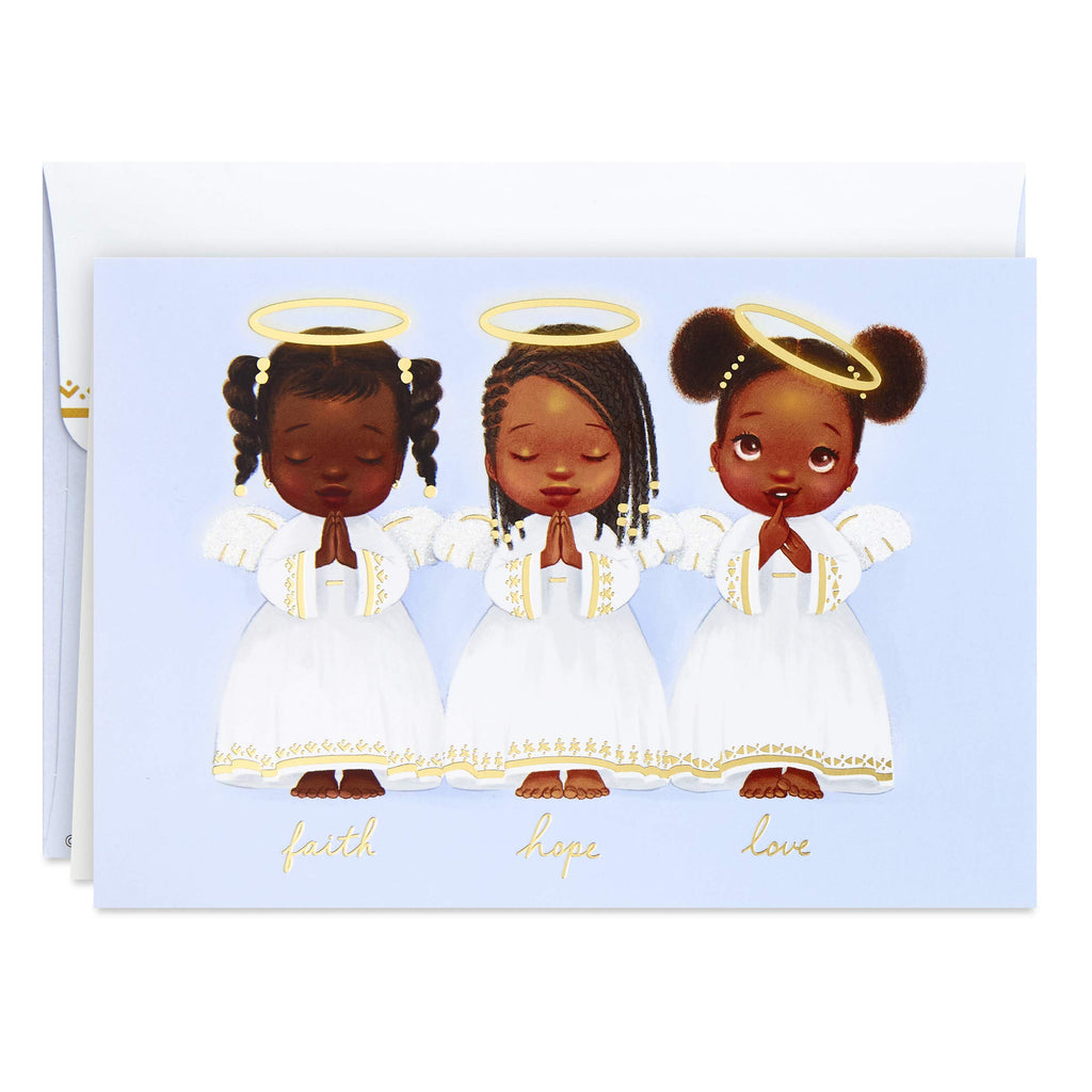 Hallmark Mahogany Boxed Christmas Cards, Three Angels (16 Cards and 17 Envelopes)