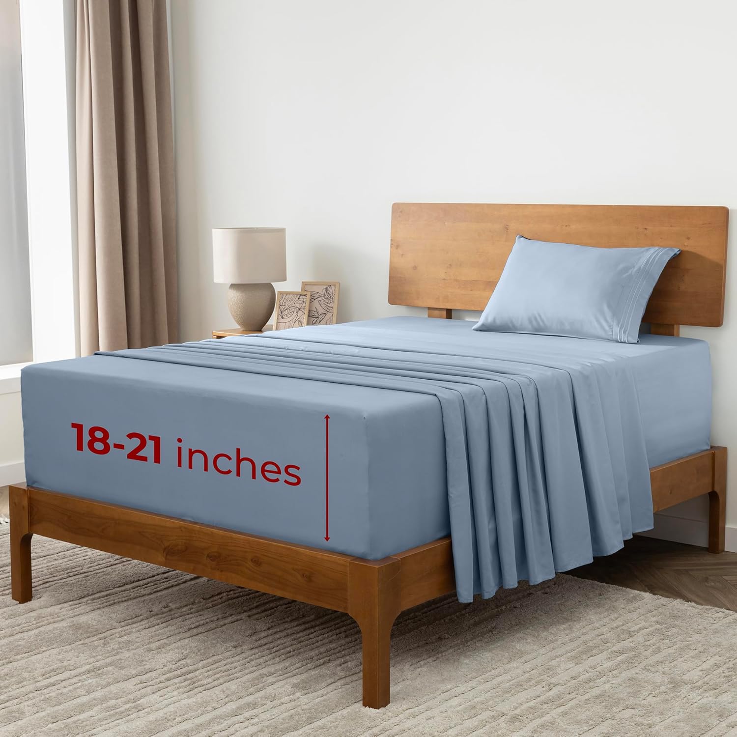 Mellanni Extra Deep Twin XL Sheets - Luxury Cooling Bedding Set - Ultra Soft, Wrinkle & Stain Resistant (Twin Extra Long, Blue Hydrangea)