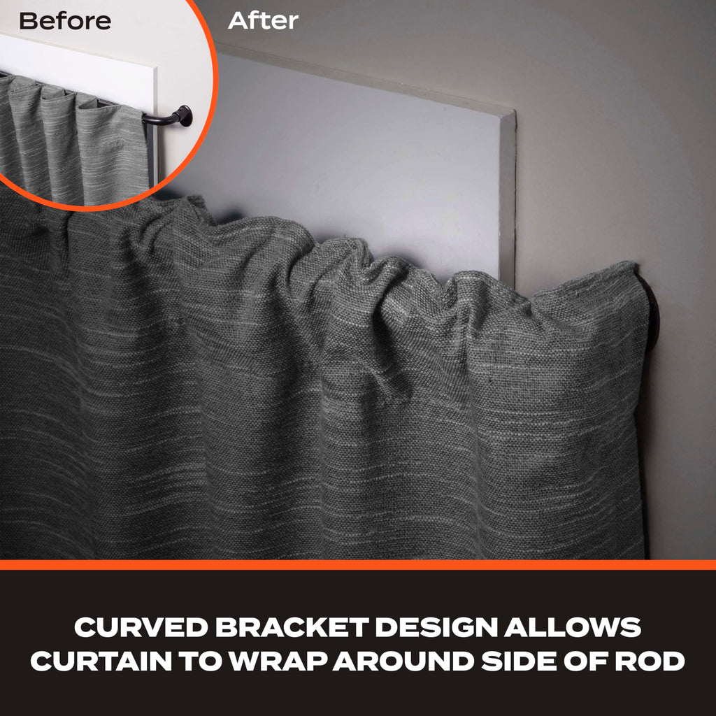 Sun Zero – Wrap Around Curtain Rod, Blackout Room Darkening Design with 5/8" Steel Tube, Adjustable 28–48", Black