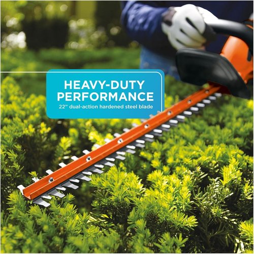 BLACK+DECKER 20V MAX Cordless Hedge Trimmer - 22 Inch Steel Blade, Lightweight Design, Battery Included