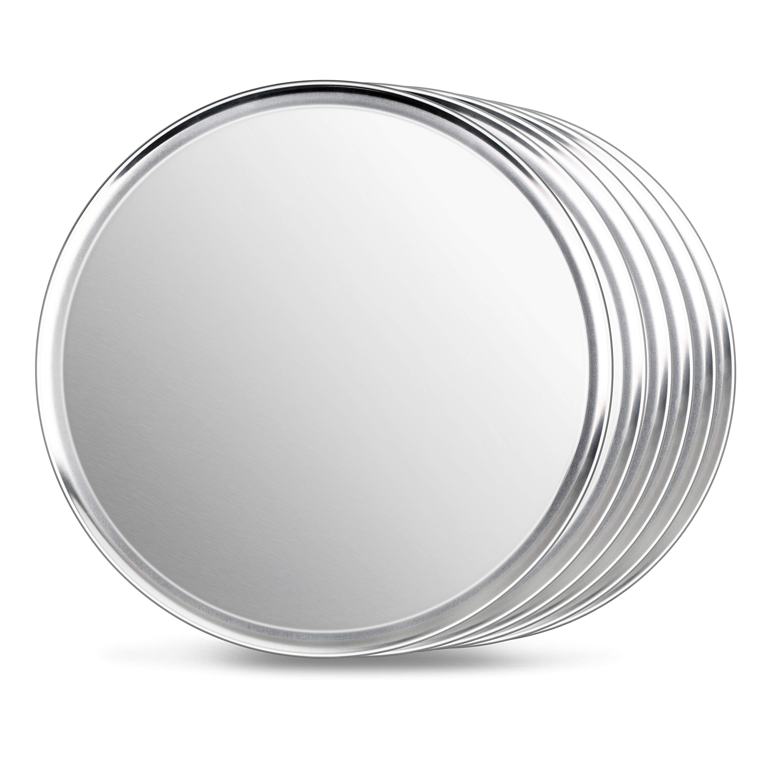 New Star Foodservice Restaurant-Grade Aluminum Pizza Pan/Tray, Wide Rim, 18 Inch, Pack of 6