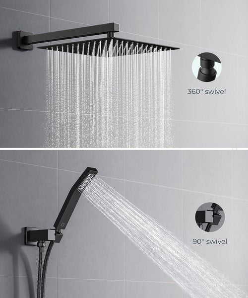 FORIOUS 12-Inch Rain Shower Head System - Handheld Combo with Solid Brass Valve & Trim Kit
