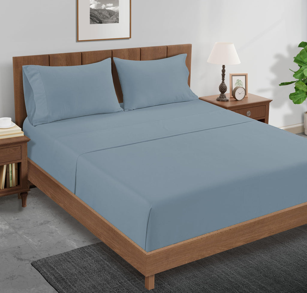 LANE LINEN 100% Organic Cotton Pillow Cases Standard Size Set of 2 (20"x26") - Cotton Pillowcases - Soft Yellow Pillowcase Set - Pillow Case Pack of 2 - French Blue
