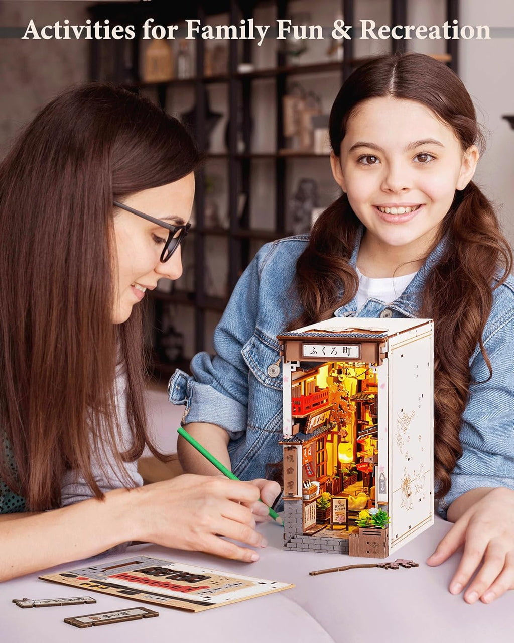 Rolife Book Nook Kit - Sakura Wine Alley 3D Wooden Puzzle | Japanese-Inspired DIY Miniature Dollhouse for Bookshelf Decor