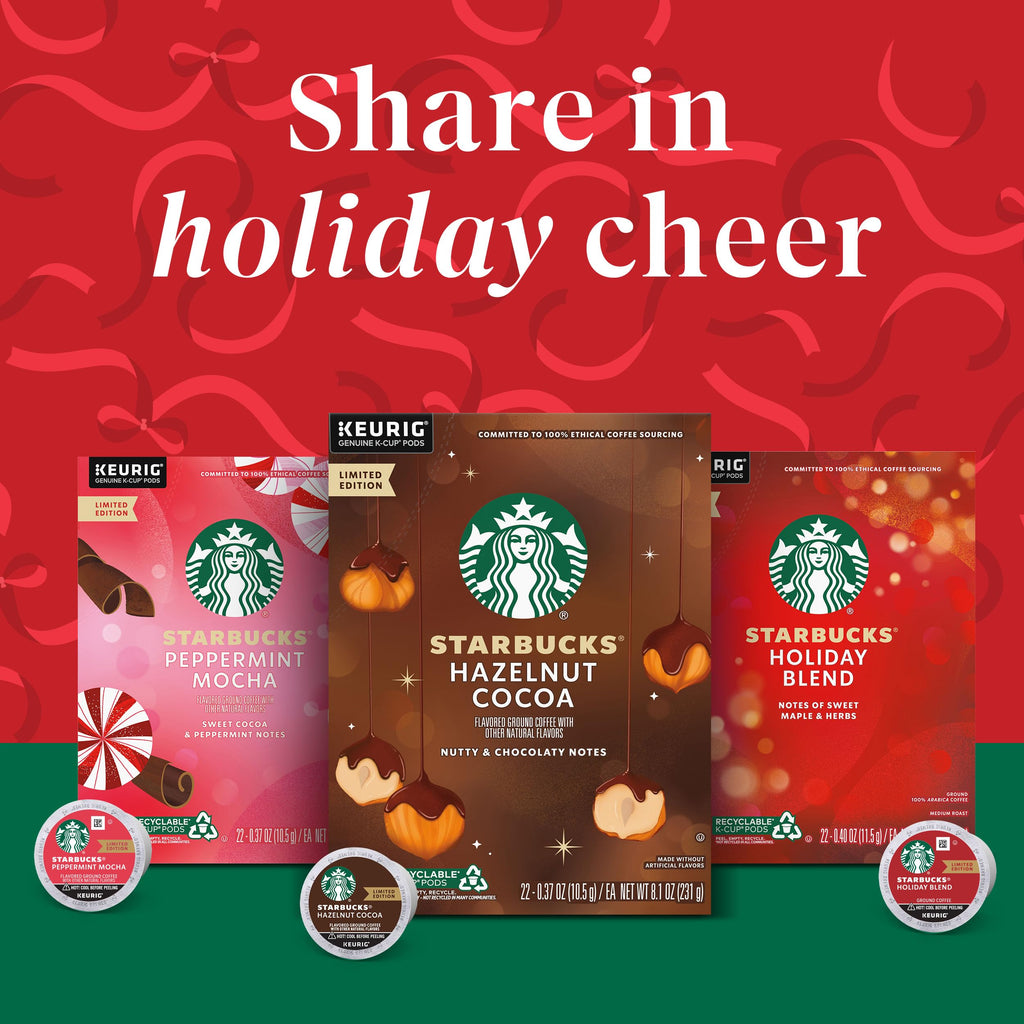 Starbucks K-Cup Coffee Pods, Medium Roast, Starbucks Holiday Blend, Coffee for Keurig Brewers, 100% Arabica, 1 Box (22 Pods)