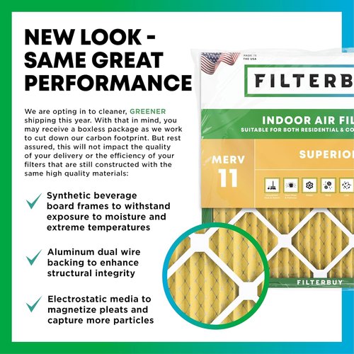 Filterbuy 20x20x1 Air Filter - MERV 11 Pet & Allergy Defense | 6-Pack Electrostatic Pleated HVAC Filters