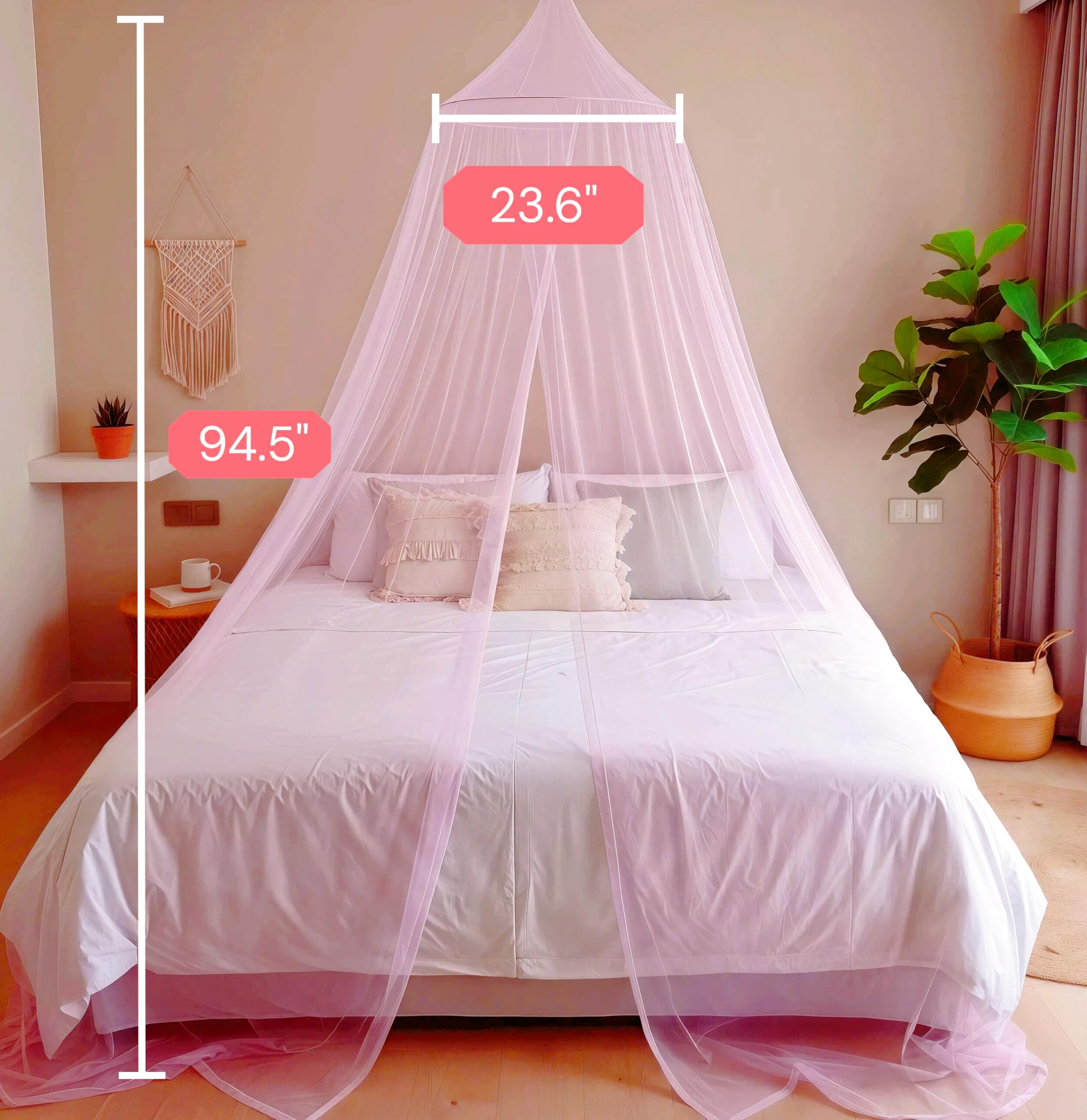 Daksha Princess Pink Bed Canopy for Girls, Dreamy Canopy Net Fits Most Single, Twin, Full and Queen Size Bed, Room Decor, Kids Bedroom Accessories