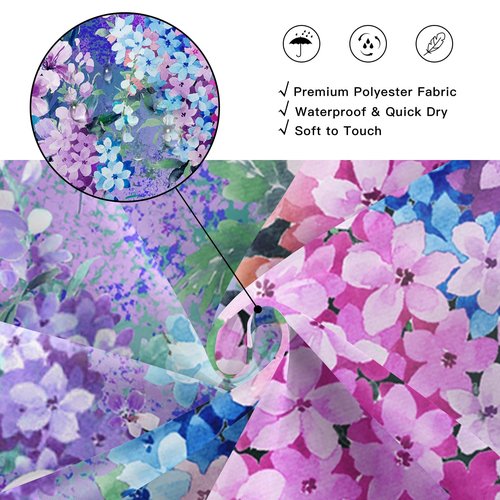 BayNook Purple Floral Shower Curtain, Cute Colorful Flower Fabric Shower Curtains for Bathroom, Pretty Funky Watercolor Cloth Shower Curtain Set Trendy Waterproof Bath Curtain 72x72