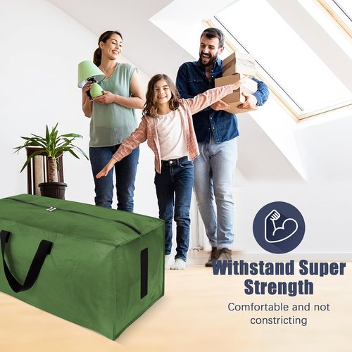 HOMESURE Large Water-Resistant Moving Bags - 12 Pack Heavy-Duty Storage Totes with Zippers & Handles | Olive Green