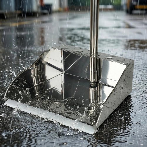 Metal Dustpan Long Handle Stainless Steel Dustpan,Heavy Duty Standing Dust Pan with Teeth, Indoor Outdoor Up for Home Kitchen Lobby Room Office