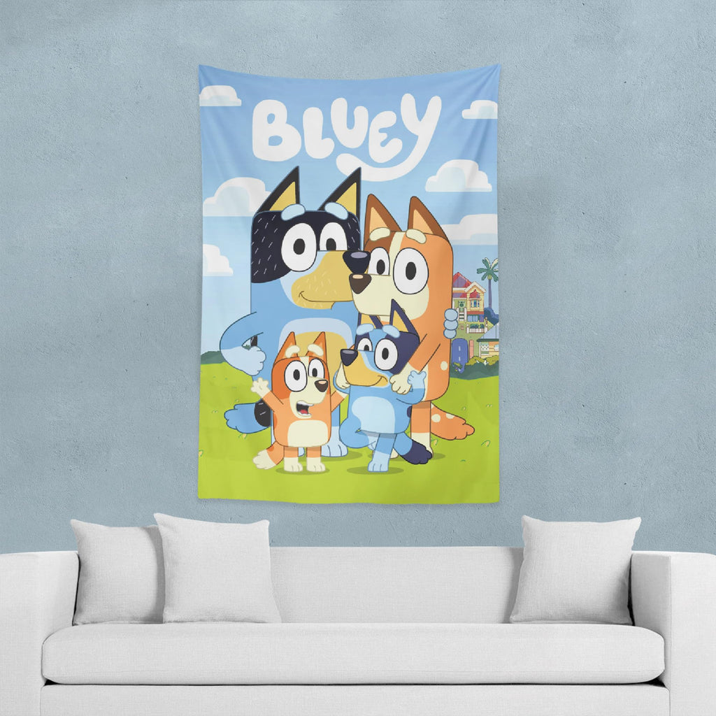 NORTHWEST Bluey Hooray Heelers Wall Hanging – Official Bluey Fabric Tapestry for Nursery, Playroom & Kids’ Birthday Banner, Party Decorations | 40 x 57 Inches