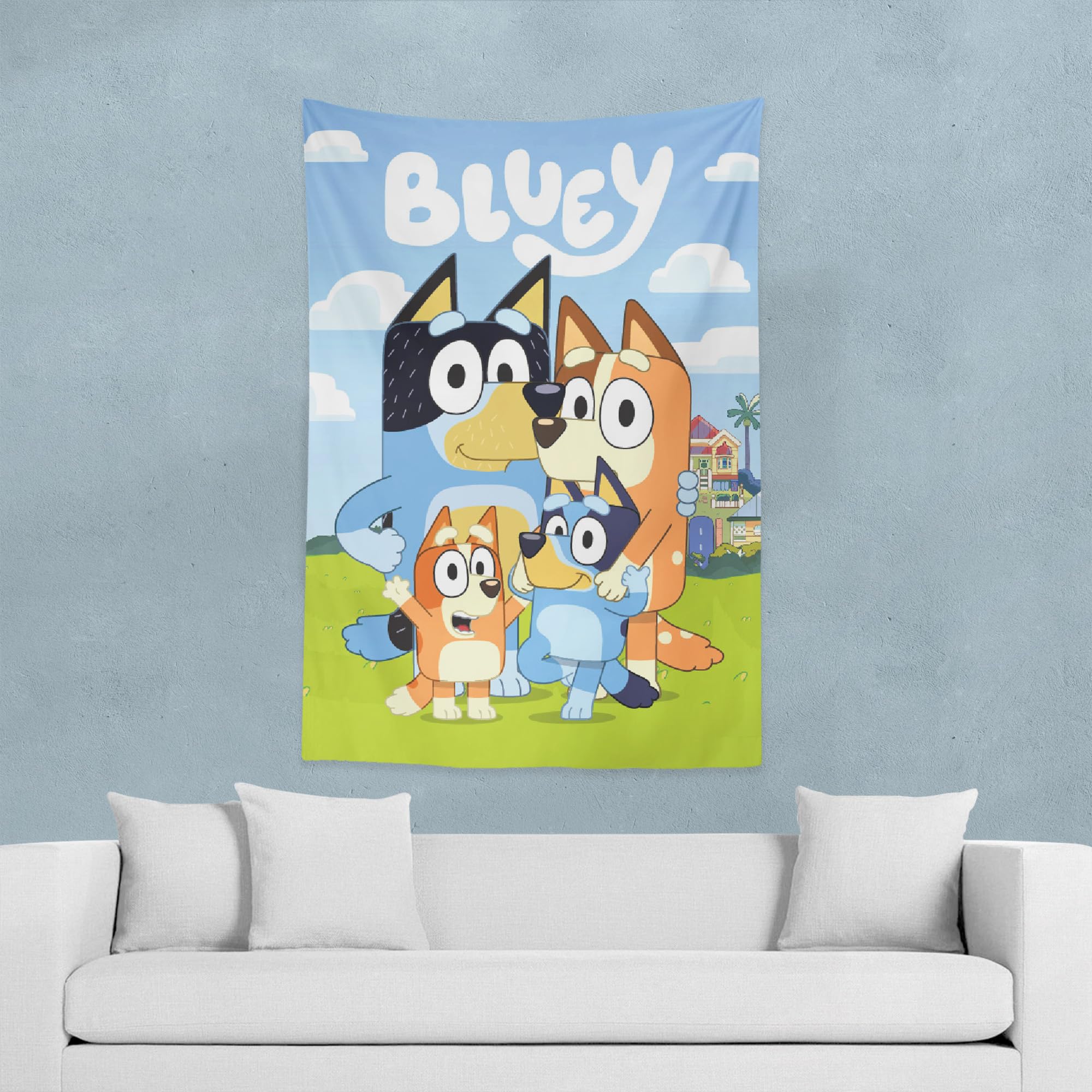 NORTHWEST Bluey Hooray Heelers Wall Hanging – Official Bluey Fabric Tapestry for Nursery, Playroom & Kids’ Birthday Banner, Party Decorations | 40 x 57 Inches